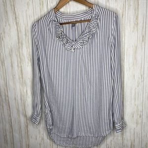 🍋 Aerie seersuckle ruffle detail tunic blouse XS